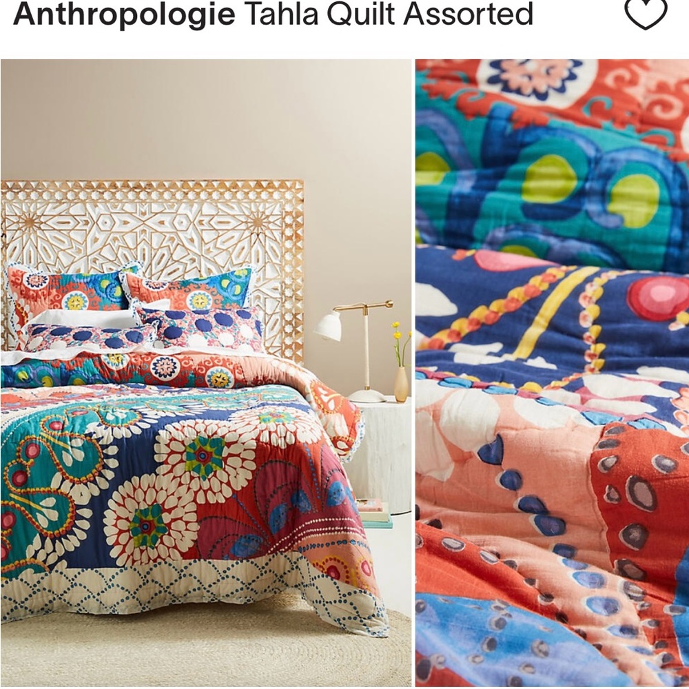 Anthropologie Talia King Quilt & 2 Euro Shams.
